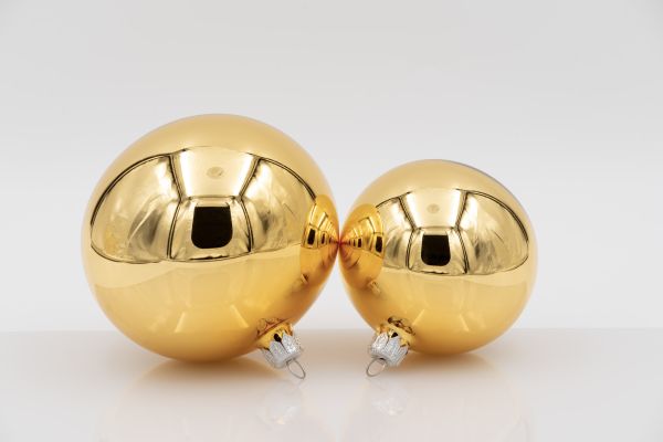 Weihnachtskugel 10er gold glanz<br>mundgeblasen, Handtaucherei<b