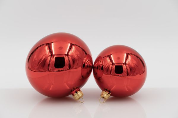 Weihnachtskugel 10er rot glanz<br>mundgeblasen, Handtaucherei<br