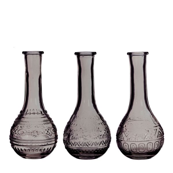 Vase Paris grau<br>H15,8 cm D 7,5 cm<br>12 Stück 3fach sort