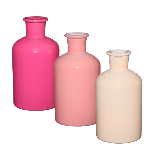 Vase Riga pink 3fach sortiert<br>H12 cm D 7 cm<br>12 Stück<