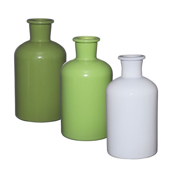 Vase Riga grün 3fach sortiert<br>H12 cm D 7 cm<br>12 St&uum