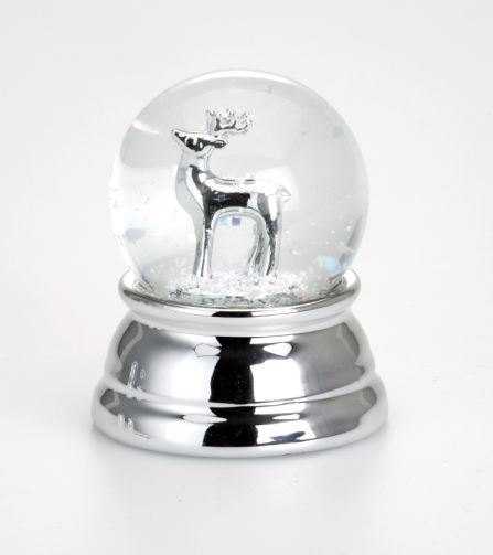 Schneekugel Rentier<br>klein versilbert<br>