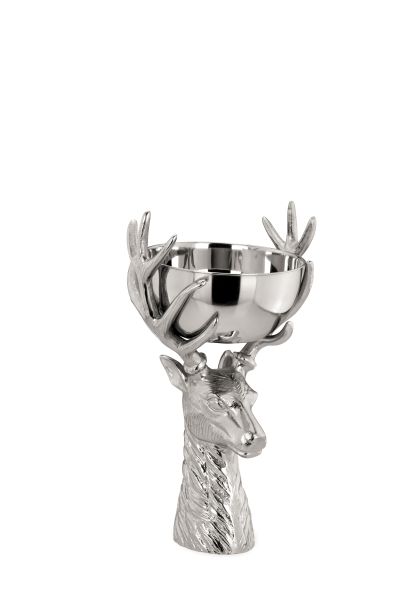 Hirschkopf klein mit Edelstahl Schale<br>