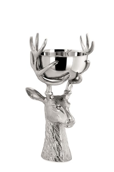 Hirschkopf mittel mit Edelstahl Schale<br>