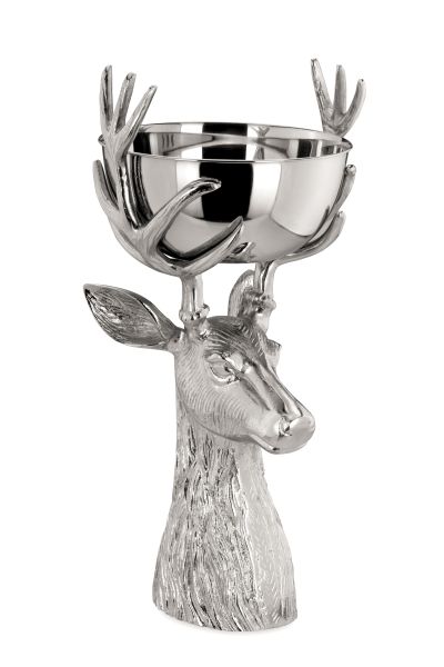 Hirschkopf gro&szlig; mit Edelstahl Schale<br>