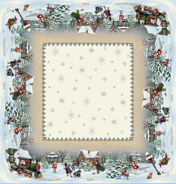 Mitteldecke 100/100<br>Gobelin Kinder Winterlandschaft<br>75% PE