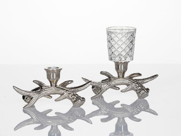 Kerzenleuchter Geweih klein<br>Aluguss z.Zt. nicht lieferbar<br>