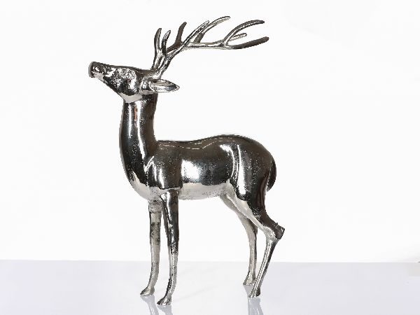 Hirsch Aluguss<br>silber H 69 cm<br>